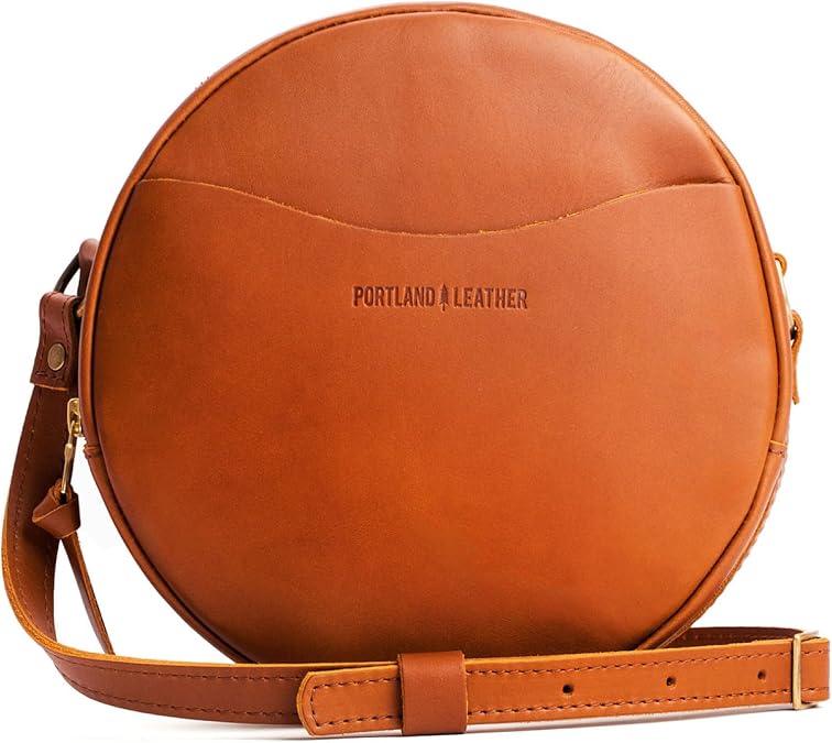 Portland Leather Goods Circle Crossbody Bag for Women Handmade from the Finest Full-Grain Hides