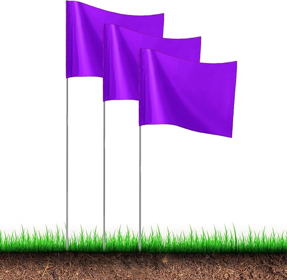30Pack Purple Marking Flags, JIZHGRAD 15x4x5 Inch Marker Flags Use for Yard & Lawn, Boundary & Dog Training, Survey & Landscape, Sprinkler & Surveyor, Garden & Construction, High Visibility, Sturdy, Versatile, UV & Weather Resistant