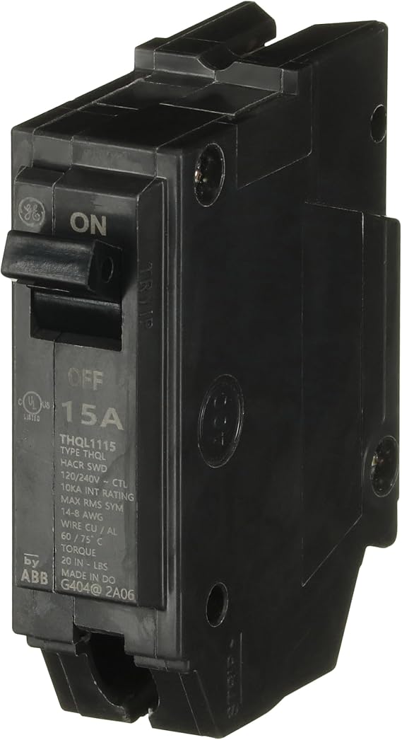 ABB THQL1115 15A SP Circuit Breaker Q Line Plug-in Circuit Breaker 15A 1P 10ka 240V Pole, Compact, Thermal-Magnetic, Plug in
