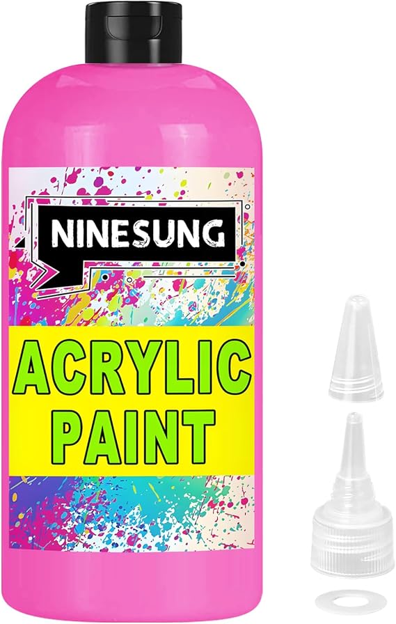 Hot Pink Acrylic Paint - Bulky-Size - 17 oz/500 ml Acrylic Paints Professional Artists Painting for Canvas Fabric Rock Easter Egg Wood Ceramic Glass Art Craft Painting (Hot Pink, 17 Fl Oz)