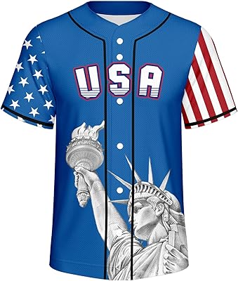 Mens American Flag Baseball Jerseys Independence Day Red White Blue 4th of July 250th Anniversary USA Patriotic Shirt