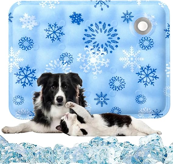 Upgraded Dog Cooling Mat 23.62 x 19.68 Pet Summer Self-Cooling Pad Easy Washable Comfortable Cooling Sleeping Bed for Dogs and Cats (L for Pets Under 44lb)
