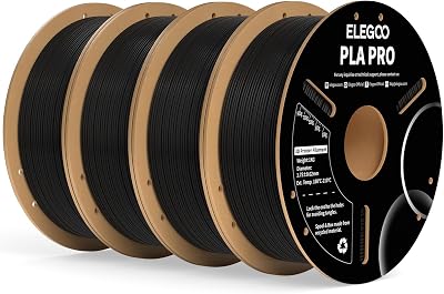 ELEGOO PLA PRO Filament 1.75mm Black 4KG, 30-250mms Printing Speed Improved Rigidity 3D Printer Filament Dimensional Accuracy - 0.02mm, 4pcs 1kg Spool 2.2lbs