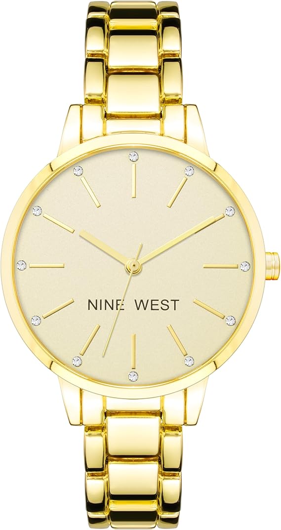 NINE WEST Women's Crystal Accented Bracelet Watch