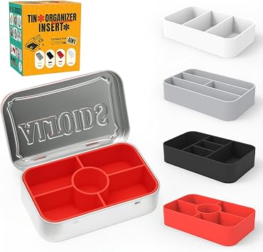 4-Pack Tin Organizer Inserts Compatible with Altoids 1.76oz Mint Tins   Ideal Dividers for Personal Essentials, Travel Storage of Pills, Jewelry, Art Supplies, or Fishing Gear Assorted Colors