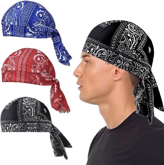 3pcs Sports Bandana Cap Hat Anti-UV Protection Headwear Hat Skull Cap Women Men Headscarf Pirate Hat Biker Scarf Headband Cycling Hat Summer Under Cycling Helmet Pirate Hat