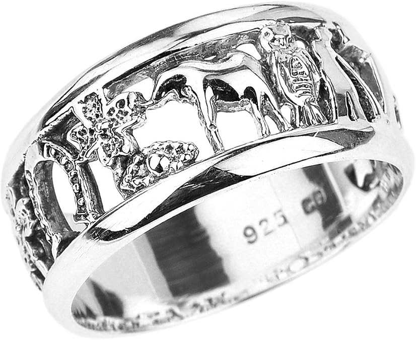 .925 Sterling Silver Good Luck Symbol Thick Open Band Ring - Choice of Size