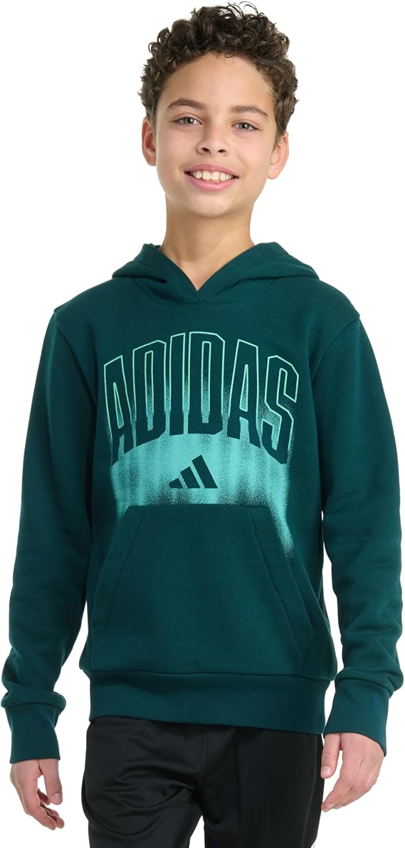 adidas Boys' Long Sleeve Graphic Fleece Pullover Hoodie