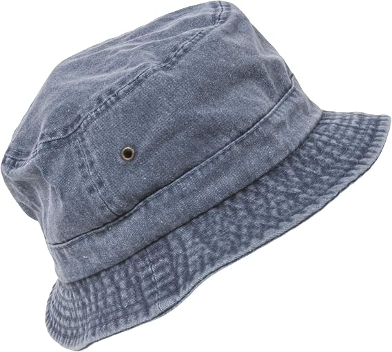MG Washed Bucket Cap Hat (Navy, Small/Medium)