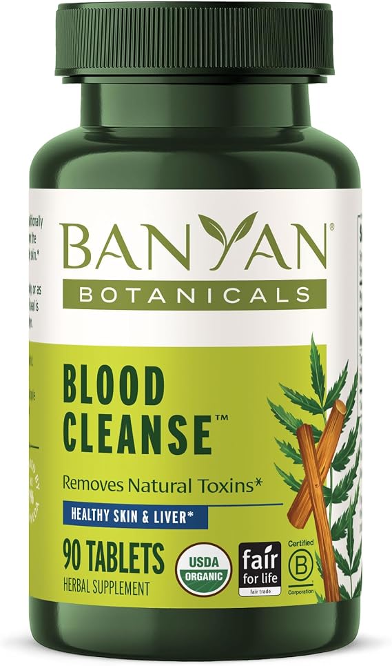 Banyan Botanicals Organic Blood CleanseClear Skin Supplement with Neem & ManjisthaNatural Liver Detox & Lymphatic DrainageInternal Skin Purifier & Circulation Support90 TabletsUSDA Organic