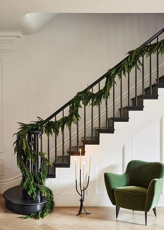 Afloral Real Touch Norfolk Pine Entry/Staircase Garland - 180" Long