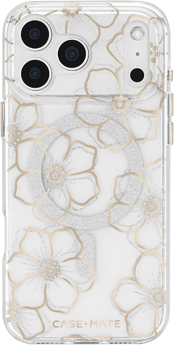 Case-Mate iPhone 17 Pro Max Case - Floral Gems | Compatible w/MagSafe - Stylish Sparkly Floral Phone Case w/12ft Drop Protection -Premium Magnetic Cover for iPhone 17 Pro Max