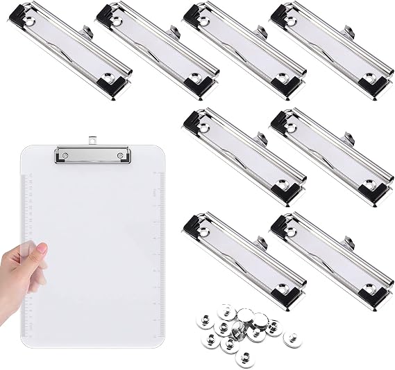 Clipboard Clip, Mountable Hardboard Clips, Clipboard Low Profile Clip, with Hanging Holes, Ideal for Offices, Homes, Restaurants, Factory Documents, Reports and Menus, Business Work, 8 Pcs