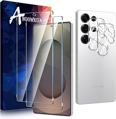 2 Pack for Samsung Galaxy S25 Ultra Screen Protector  [2 Pack] Galaxy S25 Ultra Camera Lens Tempered Glass Protector.9H Hardness.Support Fingerprint Unlock Bubble-Free.