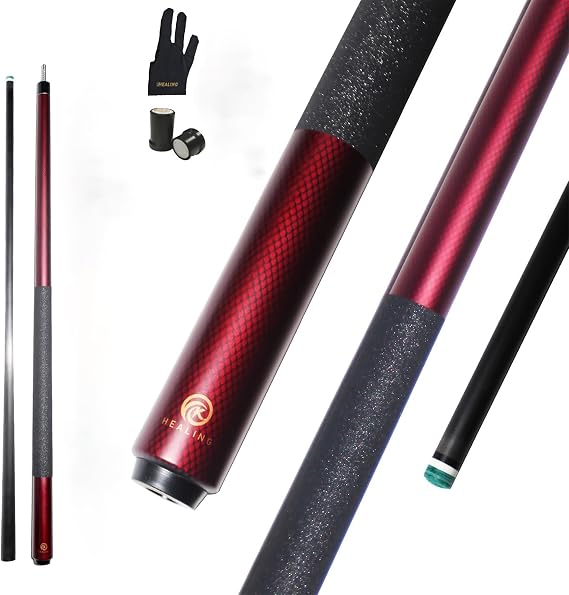 KHEALING Carbon Fibre Pool Cue 12.5 mm Head Good Toughness Professional Pool Cue 147 cm Cue Suitable for Billiard Room and Home Entertainment
