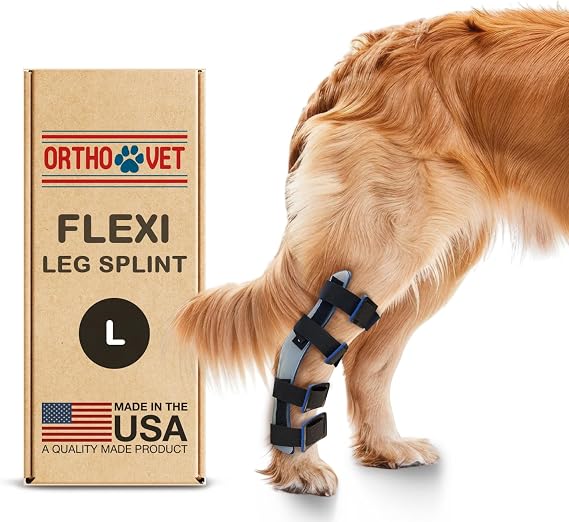 Flexi Dog Splint for Back Leg with Injuries, Arthritis, Fractures or Sprains, Lightweight Dog Rear Leg Support, Flexible Rear Splints for Rehabilitation & Post-Surgery Protection, Large