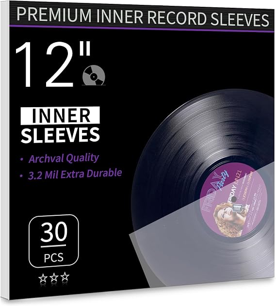 30 Pack 12 Inch Vinyl Record Inner Sleeves for Protection Storage