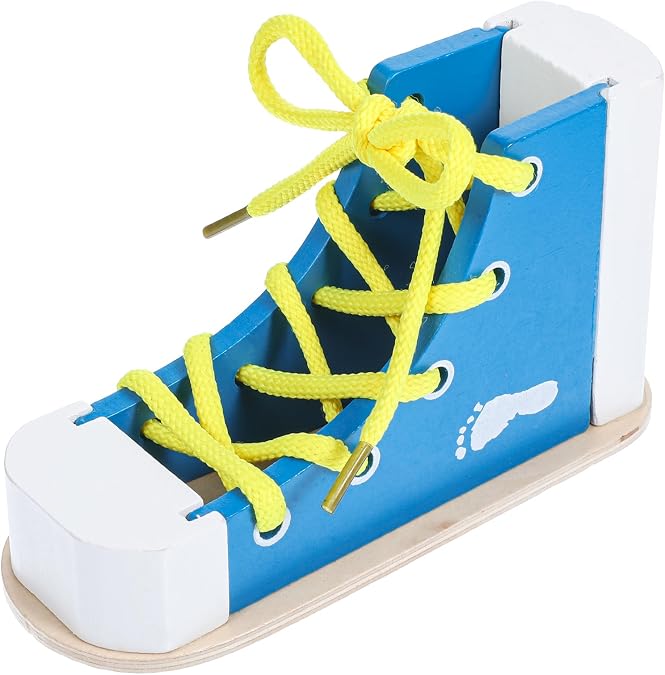 Shoe Ties Practice for Kids Learn to Tie Shoes with Wooden Lacing Sneaker Shoelaces a Shoe Educational Toy