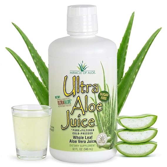 Miracle of Aloe Ultra Aloe Vera Juice, Whole Leaf, Pure, Filtered, Certified for Content and Purity, 1 Qt