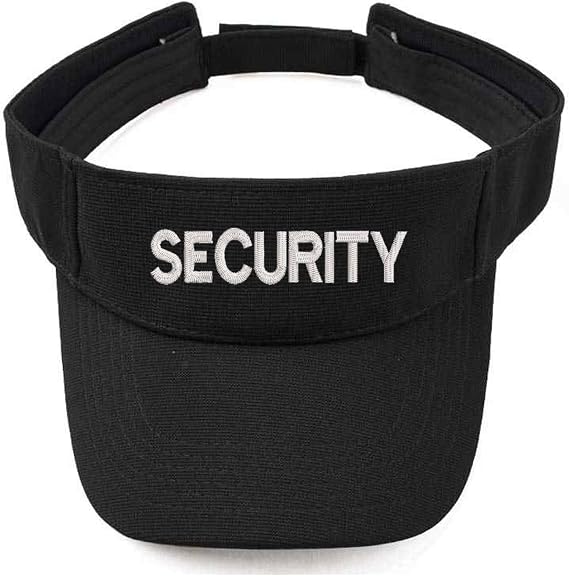 Security Embroidered Visor Cap hat, for Anyone Black