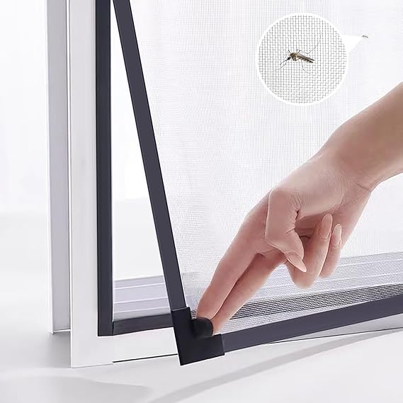 Magnetic Window Screen - DIY Window Screen Anti Mosquito Mesh Window Screens for House Windows Magnetic Screen Window Adjustable Net Fiberglass Fine Screen with Grey Mesh (51''x59'')