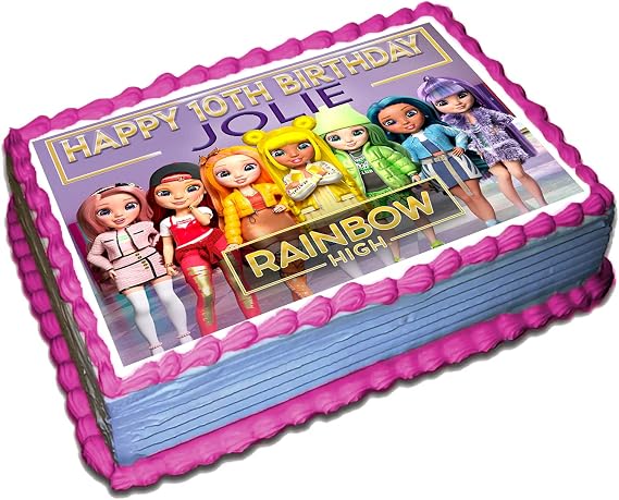 Rainbow Heigh Cake Topper 1/4 8.5 x 11.5 Inches Birthday Cake Topper