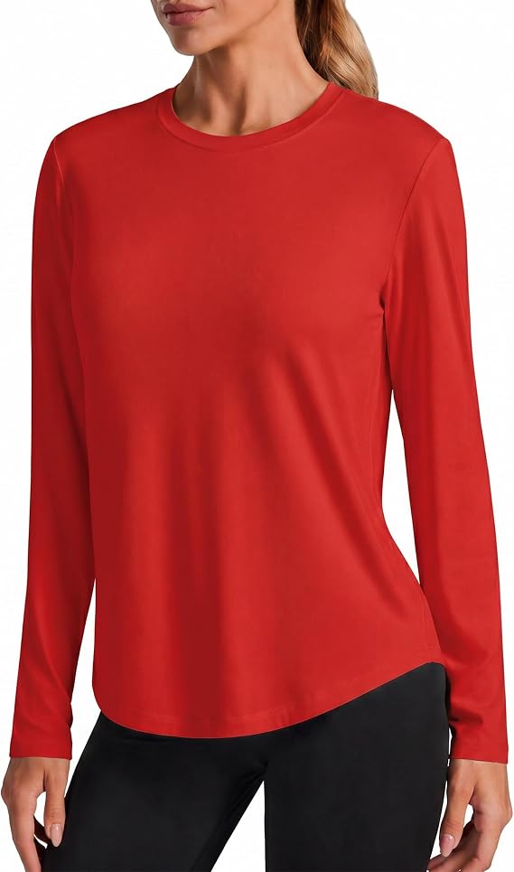 PINSPARK Soft Workout Tops for Women Long Sleeve Athletic Hiking Shirts