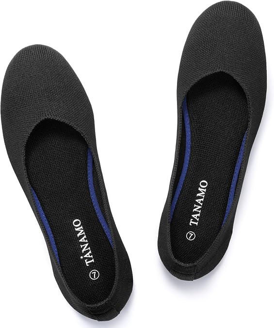 Tanamo Ballet Flats for Women, Soft Knit, Work Travel Everyday Shoes