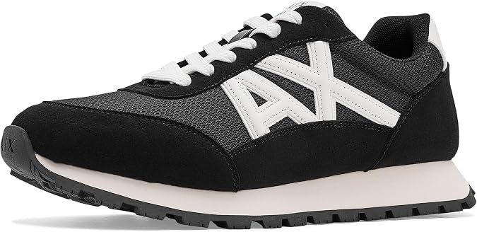 Armani Exchange Men's Drop Sneaker, Black/Off White, 13