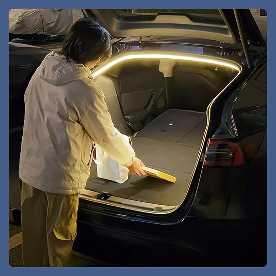 LED Rear Trunk Cargo Light for 2020-2026 Tesla Model Y Trunk LED Light Strip for Tesla Model Y 2026 for Tesla Model Y Interior Lighting Accessories Sensor Auto ON/Off Silicone Waterproof (Warm White)