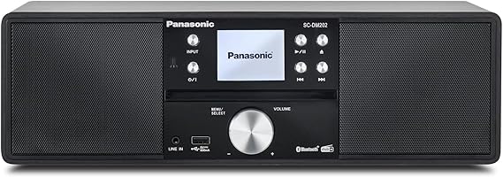 Panasonic SC-DM202EG-K Compact Micro HiFi Stereo System with CD DAB+/FM Radio USB and Bluetooth 24 W Speakers Remote Control 2.4 Inch TFT LCD Display EQ Settings Black