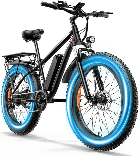 EB26 26" Electric Bike for Adults, 1500W Fat Tire Ebike | 1500W Motor, 48V 15Ah Removable Battery, 26"x4" Fat Tire, Max 28 MPH, 60Mile, LCD Display,USB Charging, Headlight & Taillight