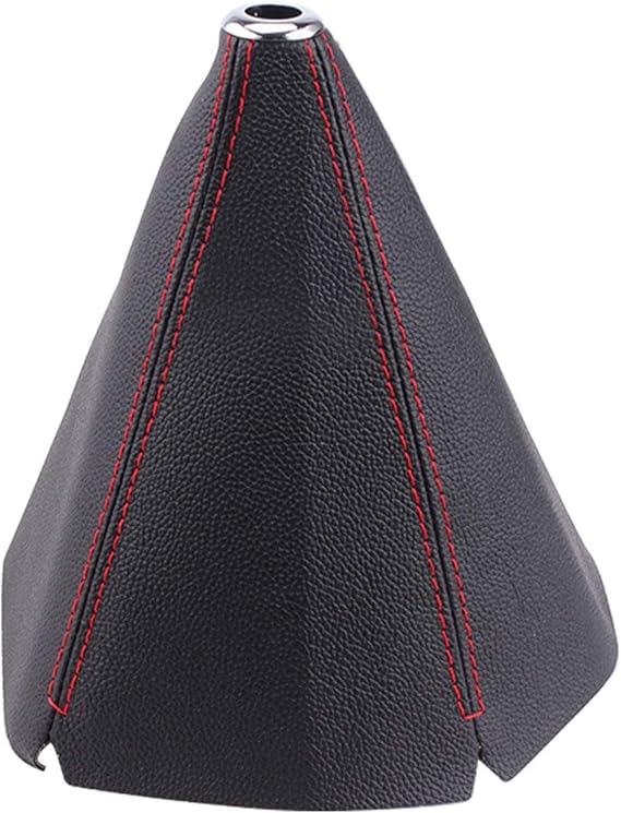 RASTP PU Leather Shift Boot, Shift Knob Dust Cover with Red Stitching | Waterproof, Universal for Manual/Auto