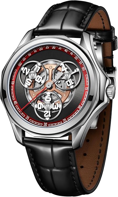 OBLVLO Luxury Brand Stars Wheel Mechanical Automatic Mens Watch Super Luminous Leather Waterproof Creative Sport Watches DK-J