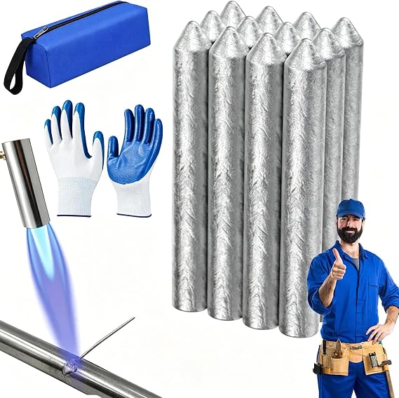 2026 Professional Low Temperature Welding Rods, Powder Cored Aluminum Welding Rod, Universal Lighter Melt Welding Rods, Aluminum Welding Repair Rods for Aluminum, Copper, Iron (12PCS)