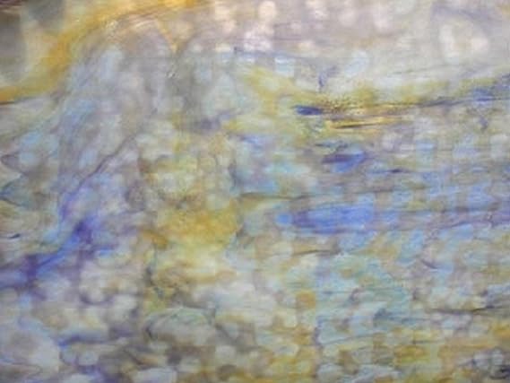 Youghiogheny White Opal-cobalt & Amber Stained Glass Sheet - 8" X 12" (.67sf) By Stallings Stained Glass