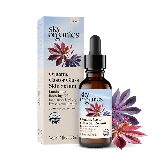 Sky Organics Organic Castor Glass Skin Serum 1 floz, for Face, Neck & Chest