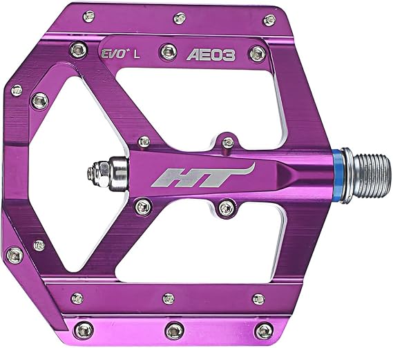 HT Components AE03 Evo+ | HT Pedals AE03 Evo+ Aluminum Platform Pedals, CrMo Spindle, Purple