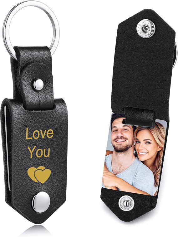 Personalized Leather Keychain Gifts for Men/Boyfriend/Dad/Husband Custom Picture/Date/Name/Calendar/Text Father's Day