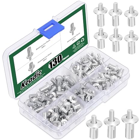 Keadic 130Pcs Hammer Drive Rivets Aluminum Core Rivets with Round Head Assortment Set, Expansion Half Round Head Core Rivets for Electronic Mechanical Equipment-M5 x 7/9/11mm