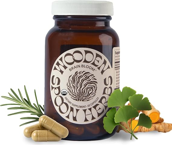 Wooden Spoon Herbs Brain Bloom | Organic Brain Supplement | 60 Capsules