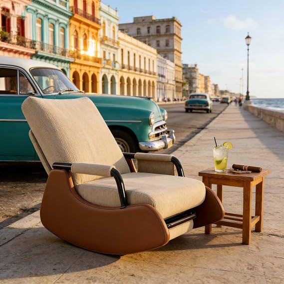 Upholstered Glider Rocking Chair with Footrest Ottoman, Easy to Clean Chair with Sturdy Frame for Home