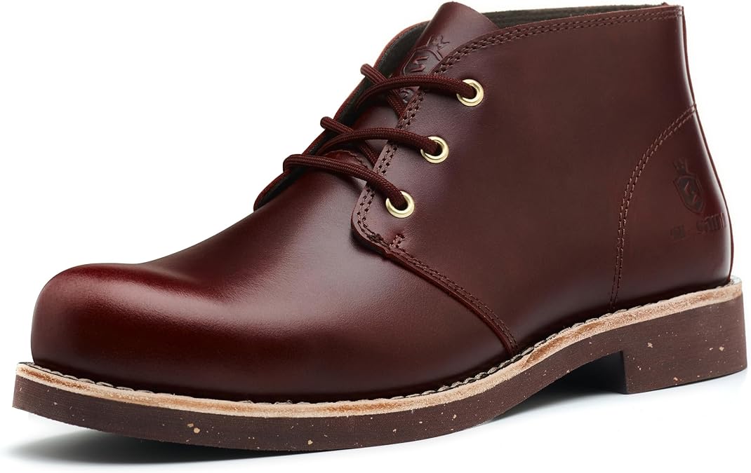 Handmade Classic Chukka Boots for Men Fashion Genuine Cowhide Comfortable Shoes 5 Inch Laced
