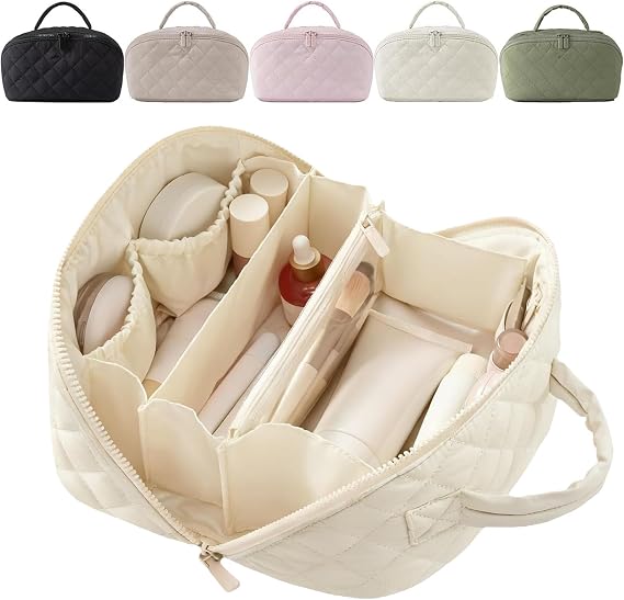 Illuminate Makeup Bag, Travel Makeup Bag, Petition Makeup Bags for Women (Beige)