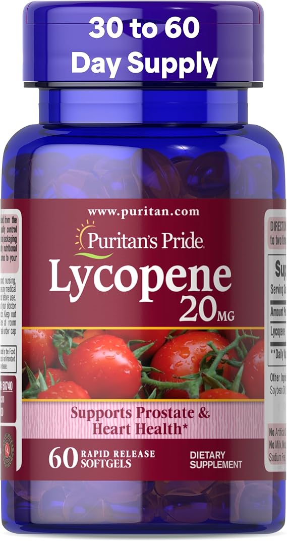 Puritan's Pride Premium Lycopene 20mg, 60 Rapid Release Softgels
