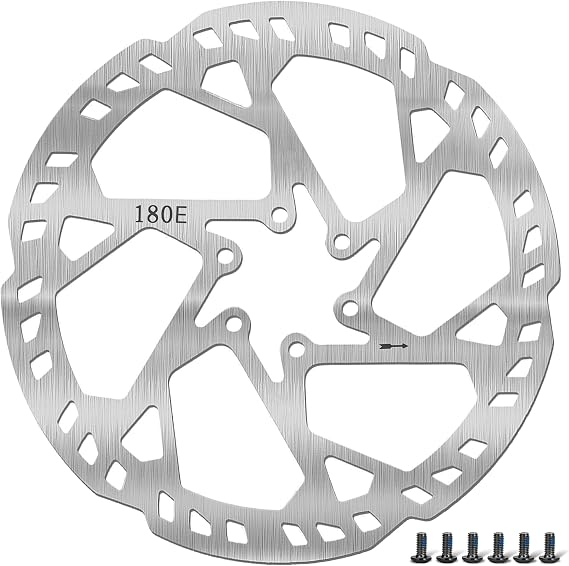140mm 160mm 180mm 203mm Bike Disc Brake Rotor with 6 Bolts, Bicycle Brakes Stainless Steel Rotors, MTB, Thickness 2.3mm, Center Hole Distance 44mm, for E-Bike E-Scooter MTB (gray-180mm)