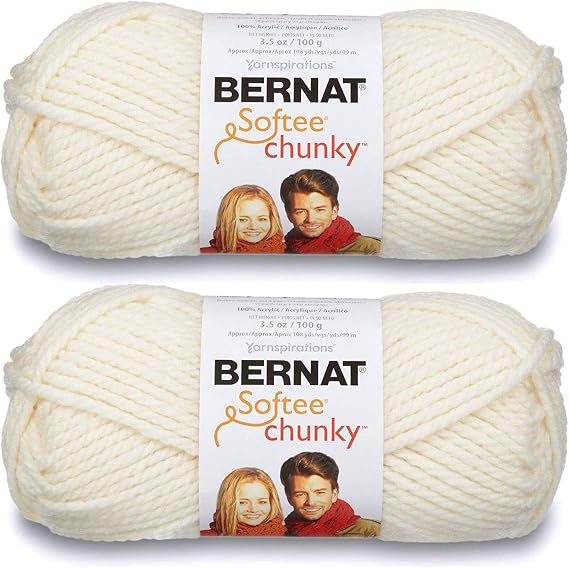 2-Pack - Bernat Softee Chunky Yarn, Natural, Single Ball