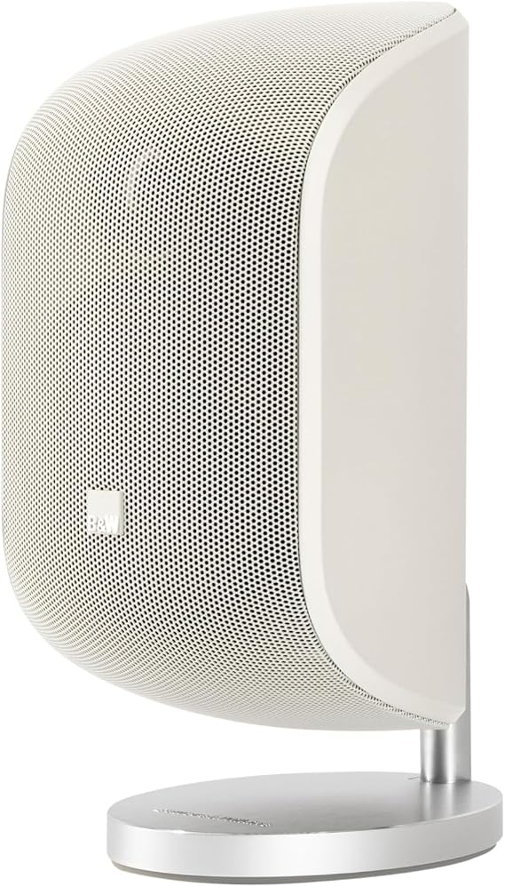 Bowers and Wilkins M-1 Satellite Speaker (1 Count) 4" Glass Fiber Midrange, 1" Aluminum Dome Tweeter, Use as Home Stereo Speakers or Center Channel in Your Surround Sound System, Matte White (Single)