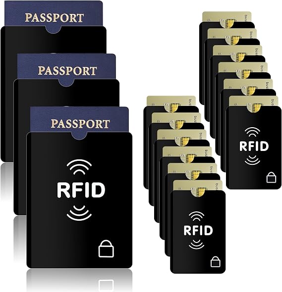 15 PCS RFID Blocking Sleeves 3 Passport Sleeve RFID Sleeves 12 Identity Protection ID Cards Blocking Sleeve Effectively Protect Travel Essentials Fits Wallet Purse From Electronic Theft