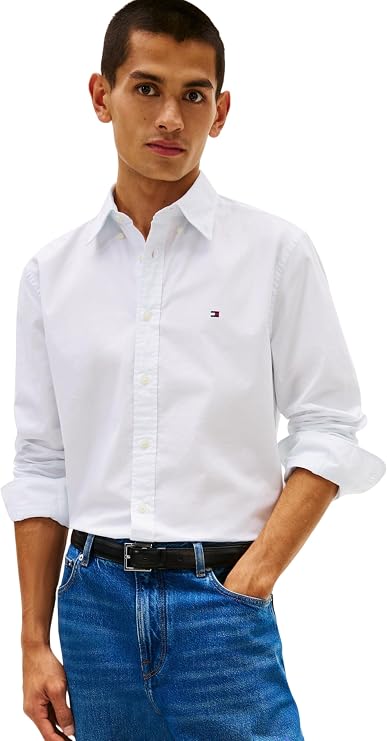 Tommy Hilfiger Men's Flex Poplin Fake Solid Rf Shirt Mw0mw41711 L/S Shirt (Pack of 1)